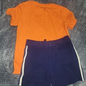 Polo Ralph Lauren Boys Orange Graphic Tee and Navy Blue Pony Shorts Set Size 5 6
